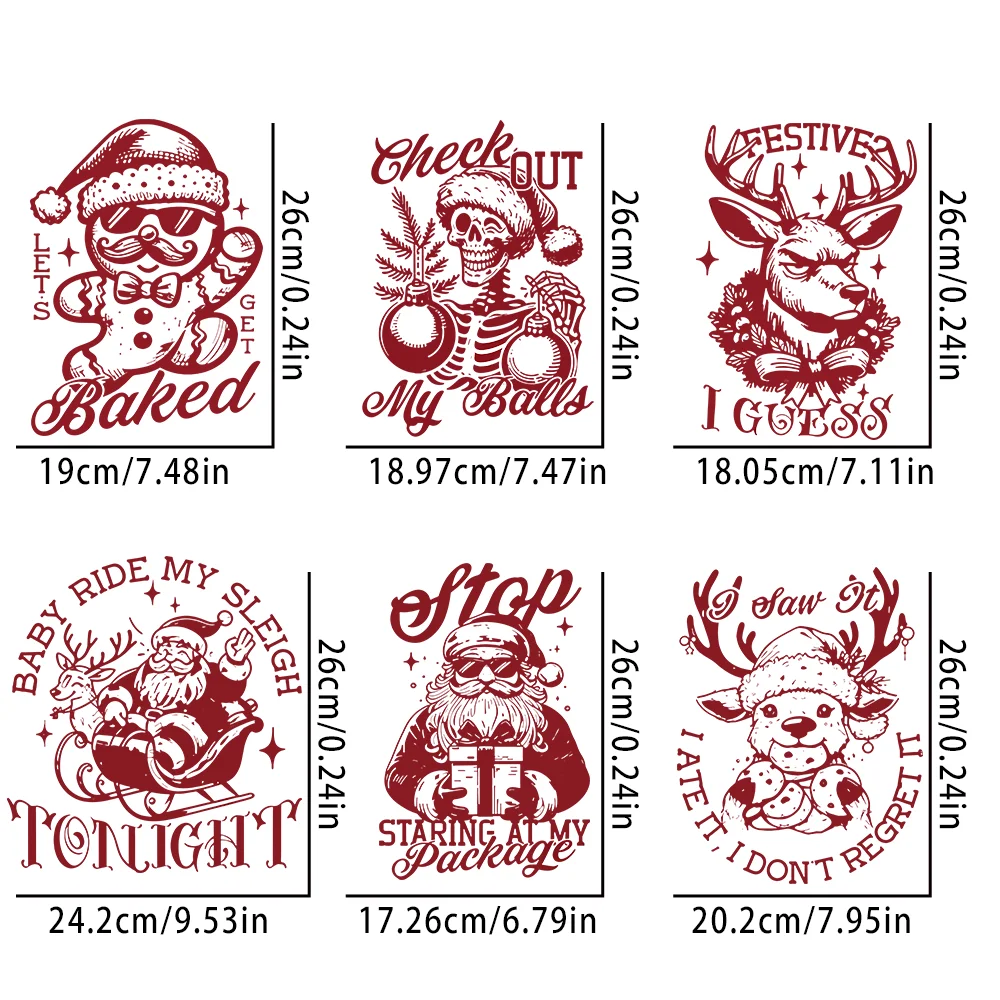 مجموعة شارات نقل غير تقليدية ذات طابع عيد الميلاد مكونة من 6 قطع مثالية لتزيين القمصان والهوديس وحقائب اليد والمزيد