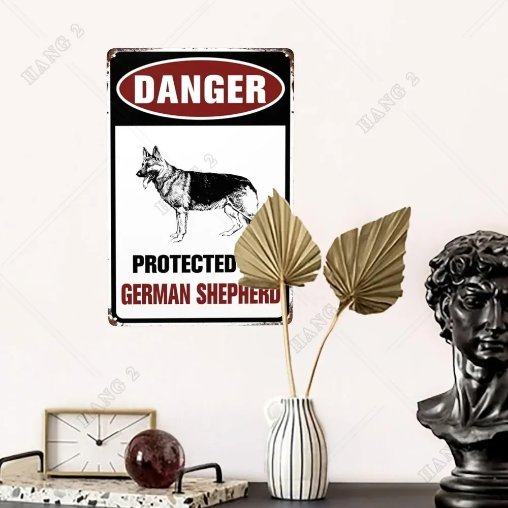 احذر من لافتات معدنية للكلاب ، ملصق أبيض وأسود ، علامة تحذير ، منزل ألماني خارجي ، راعي ، سياج ، مزرعة #4