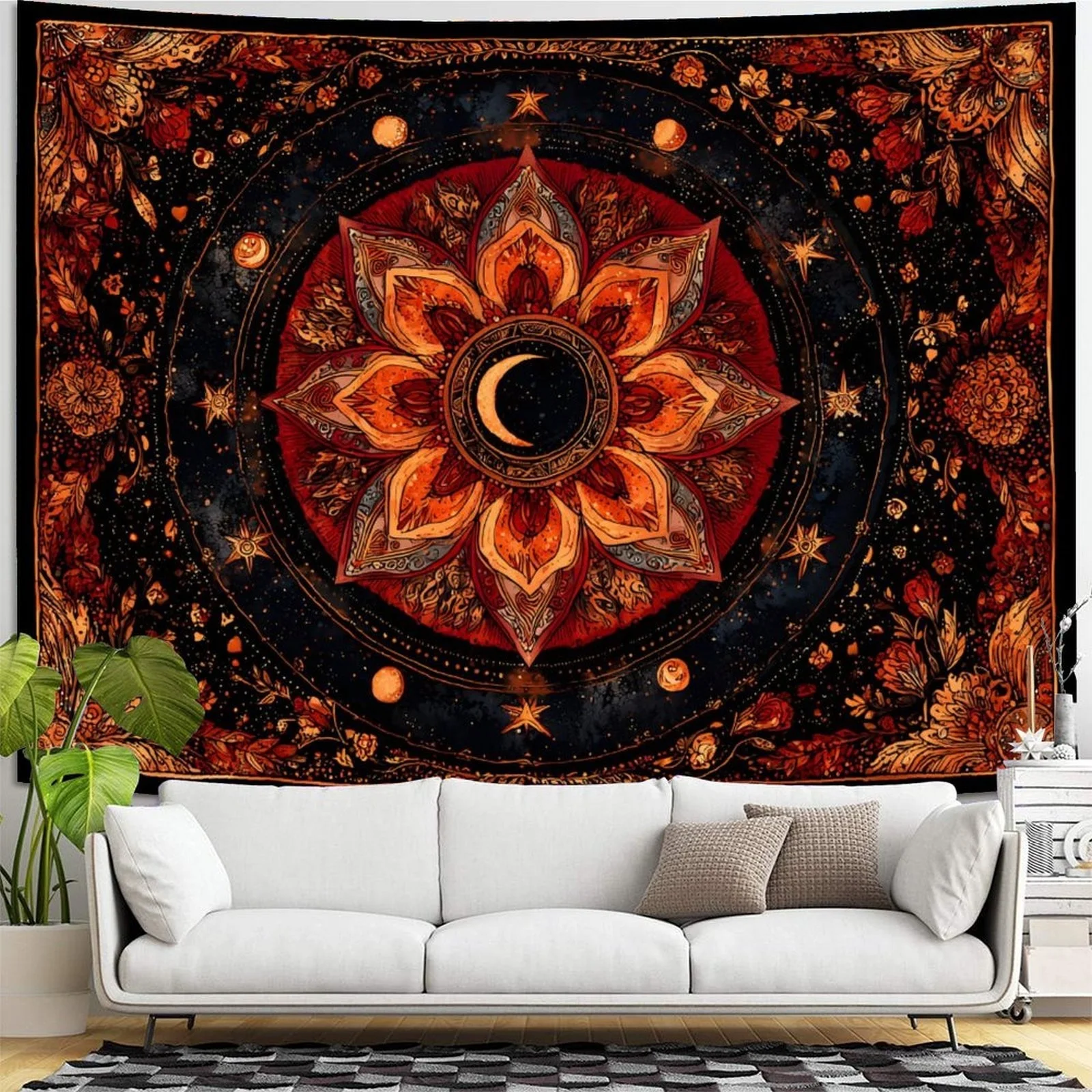Bohemian Mandala Astrology Tapestry Large Wall Hanging Room Decor Boho Celestial Sun Moon Print Art Decoration 180x280cm