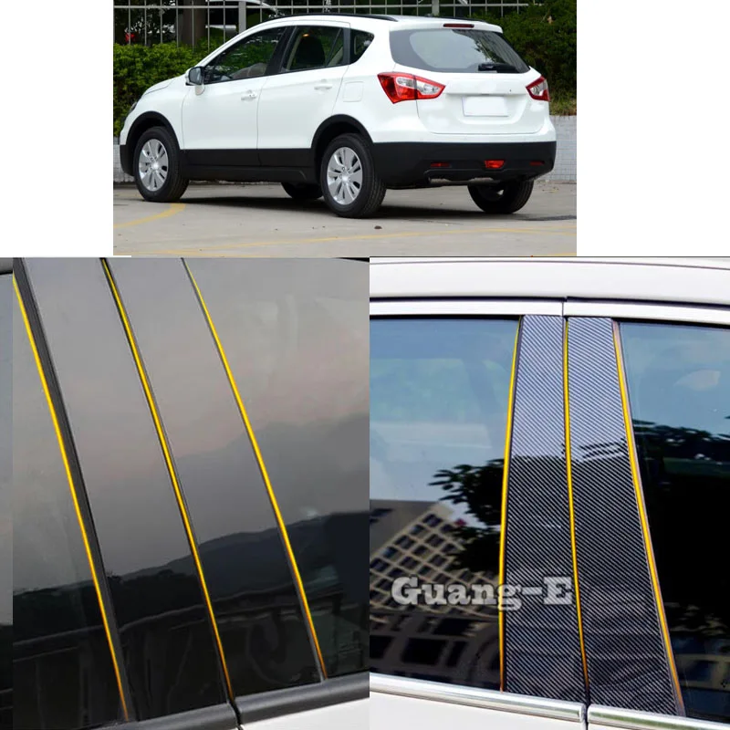 

Накладки на стойки, дверные молдинги, оконные накладки, декоративные элементы для Suzuki S-Cross SX4 2014-2016