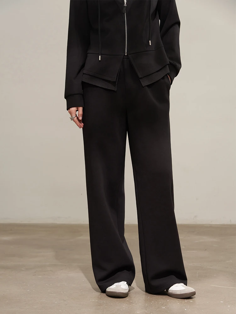 LIEDU High Waist Autumn Women Flared Wide Leg Pants Plus Size Soft Stretch Work Trousers Office Elegant Casual Daily Chic Outfit