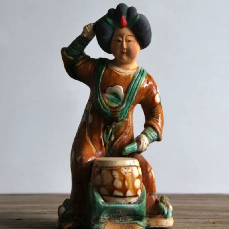 

Traditional China Antique Tang sancai ceramic beauty girl figures statues folk art collections home desktop Retro ornaments