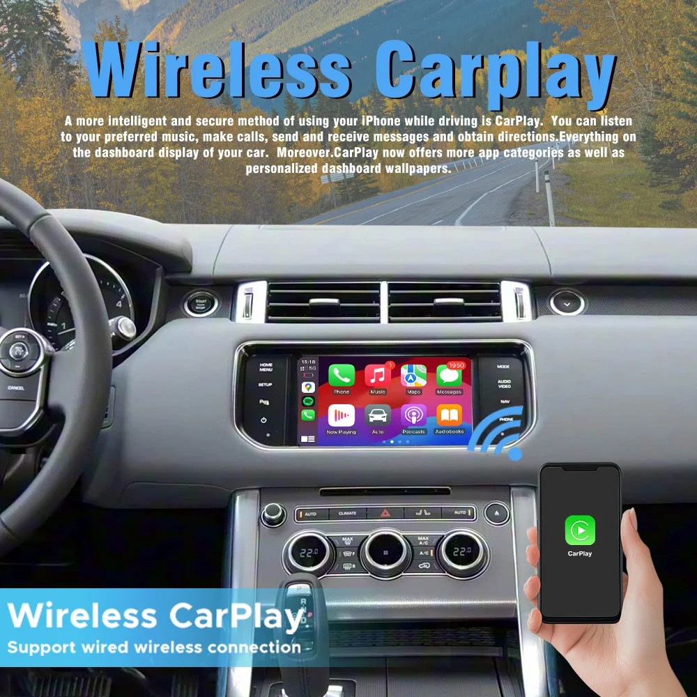 2012-2016 Range Rover Sport For Bosch System Wireless CarPlay Android Auto AirPlay Mirroring Camera GPS Navigation Apple CarPlay
