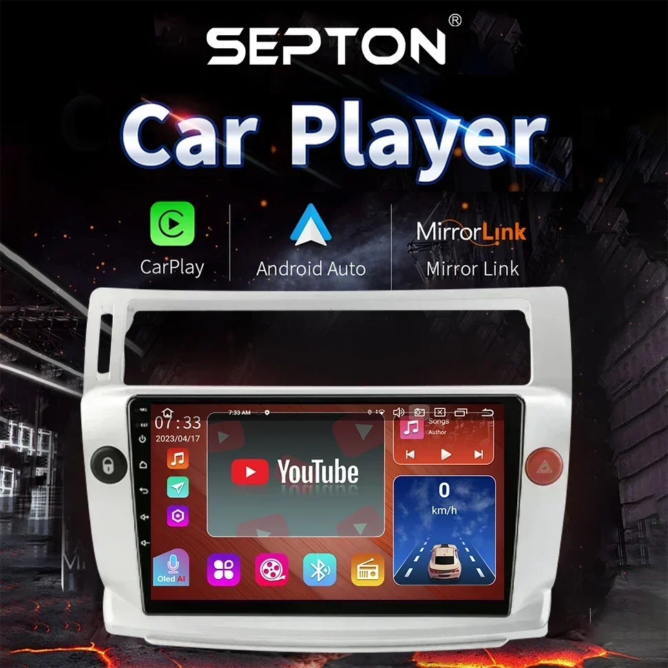 SEPTON Android Autoradio per Citroen C4 C-Triomphe C-Quatre 2004- 2011 Multimedia Viedo Player GPS CarPlay 2Din Unità principale