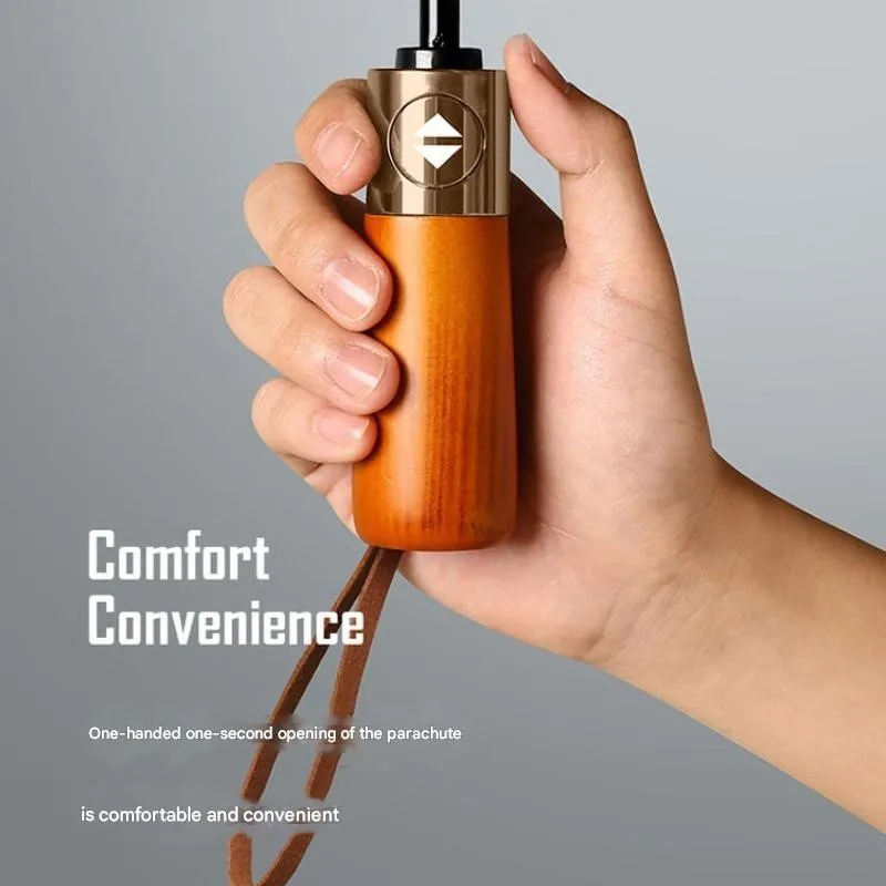 

Тройной 16-лобковый полностью автоматический зонт с двойной ручкой и деревянной ручкой, очень большой складной зонт для деловой рекламы, подарочный зонт