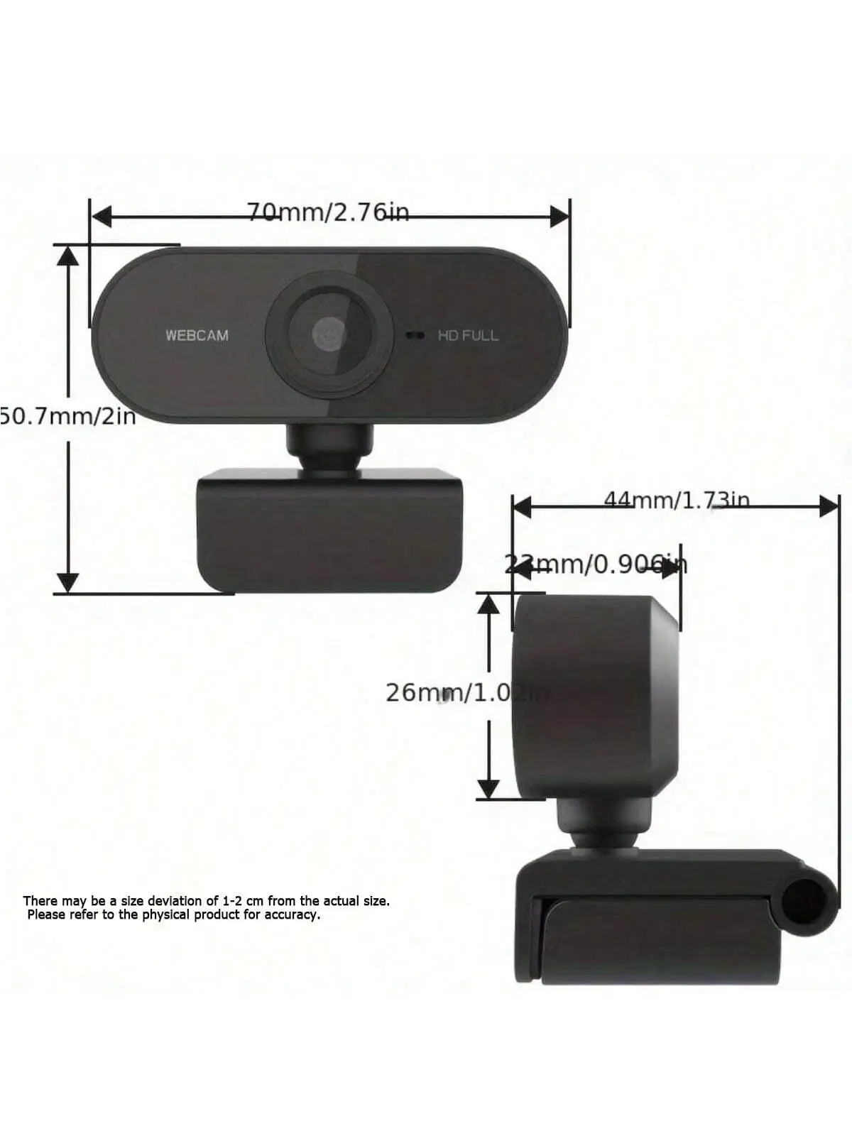 قطعة واحدة من كاميرا الكمبيوتر مع ميكروفون مدمج، غطاء الخصوصية، كاميرا كمبيوتر عالية الدقة 1080 بكسل للكمبيوتر الشخصي، واجهة USB للمكالمات الصوتية
