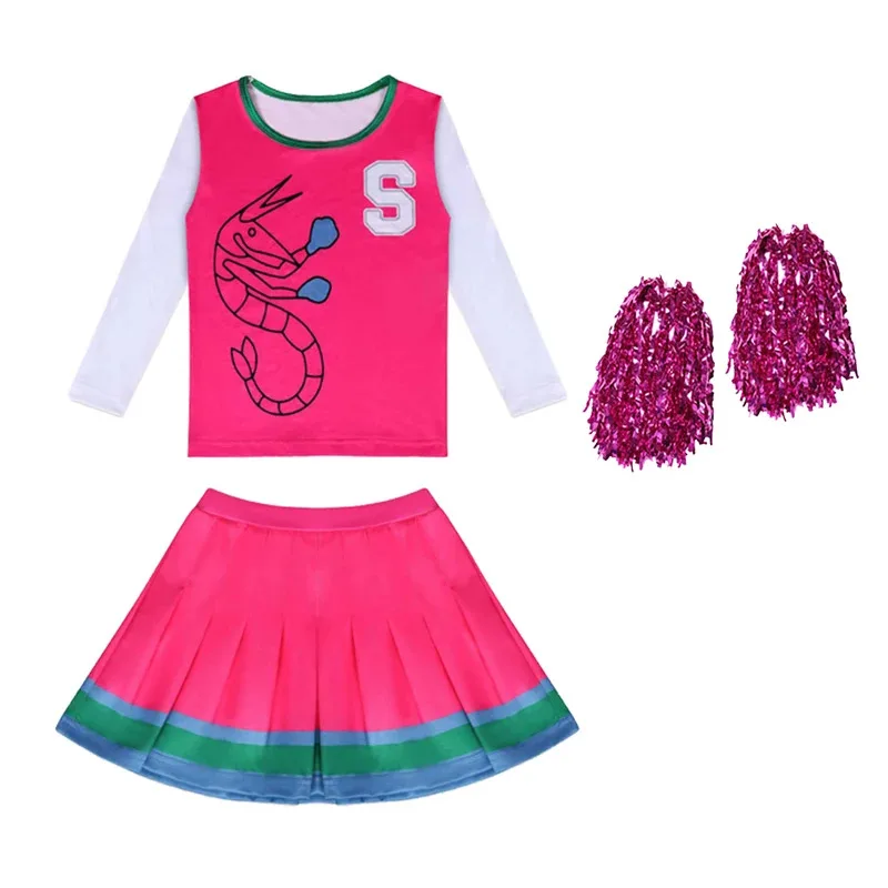 

zz04zz12Kids Carnival Halloween Cheerleader Costume Cosplay Girls Addison Outfit Fancy Dress Zombie Cheer Camp Costumes Clothes
