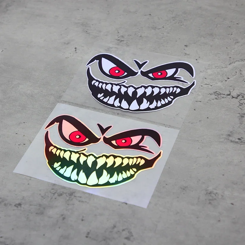

1 шт. голографическая наклейка Evil Grin для автомобиля, мотоцикла, страшная дизайнерская наклейка, внешний персонализированный аксессуар для авто мотоцикла