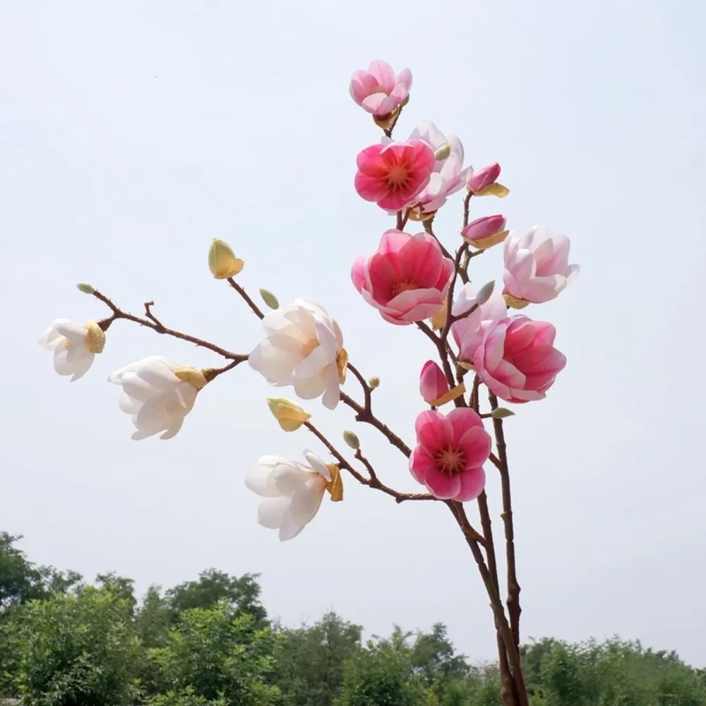 

78cm Artificial Magnolia Branches Real Touch Handmade Simulation Big Magnolia Floral Art Fake Flower Outdoor Garden Decor