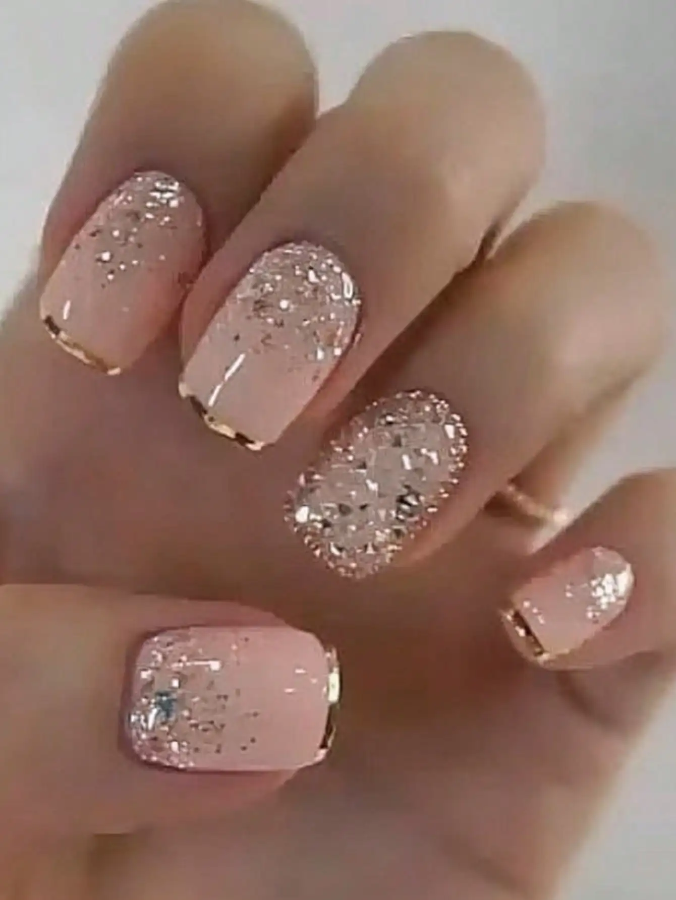 

288Pcs 12Sets Short Square French Press On Nails Gold White Black Heart Glitter Lace Polka Dot Fake Nails for Valentine's Day