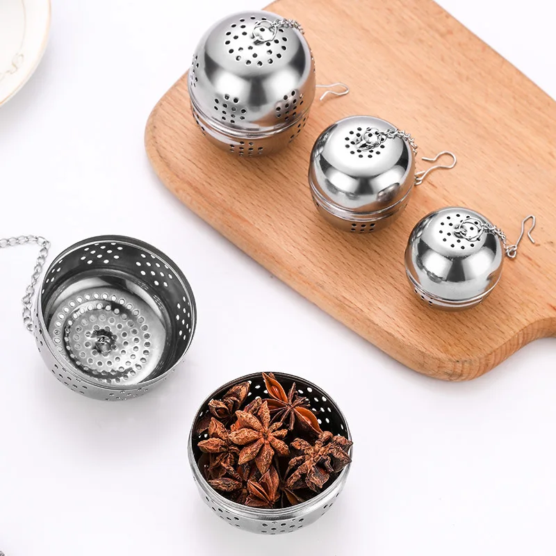 Stainless Steel Tea Infuser Shape Shaped Mesh Filter Strainer With Chain Teapot Tray Tool Kitchen Seasoning Accessories Reusable