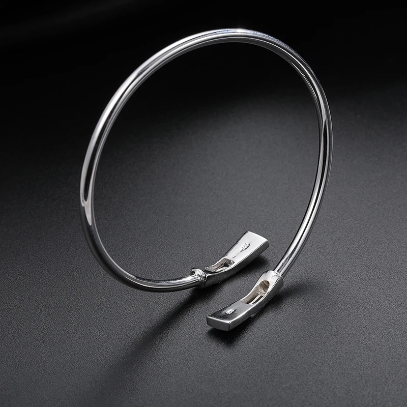 MYOP 925 Silver Gift Faux Blue OPAL Simple Opening Bracelet, A Must-Have For A Gentle Metal Stash