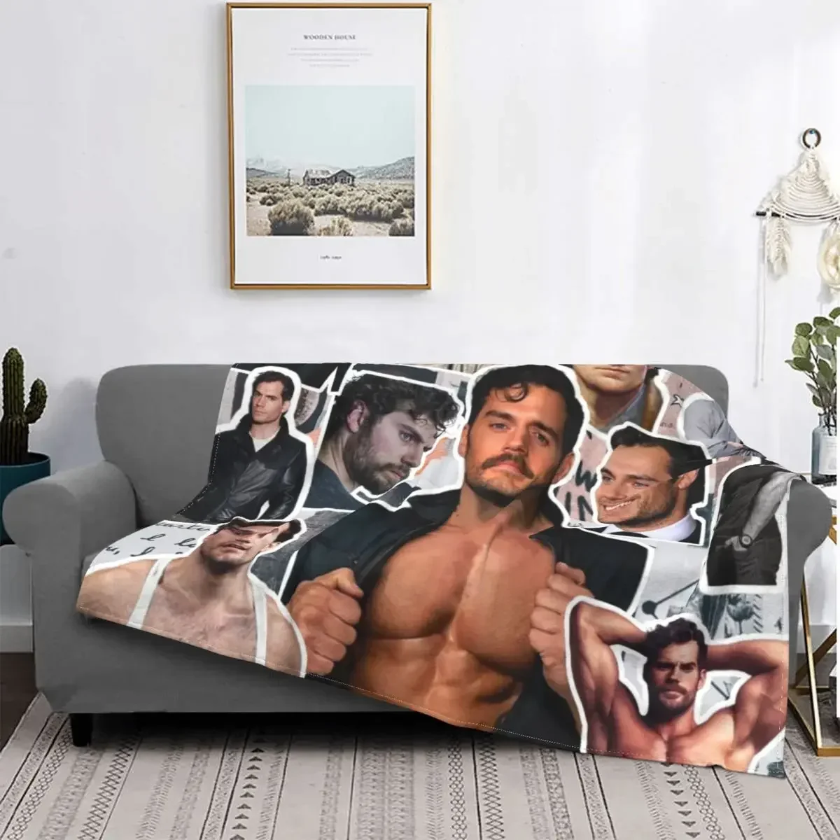 

Henry Cavill Photo Collage Throw Blanket Soft Plaid Halloween Blanket