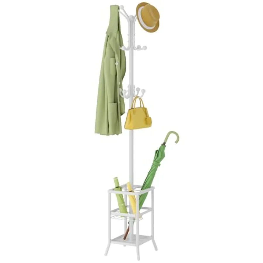 

Coat Rack FreestandingCoat Rack Stand with Umbrella Holder Metal Coat Tree with 12 Hooks Tree Clothes Hat for Entryway Hallway