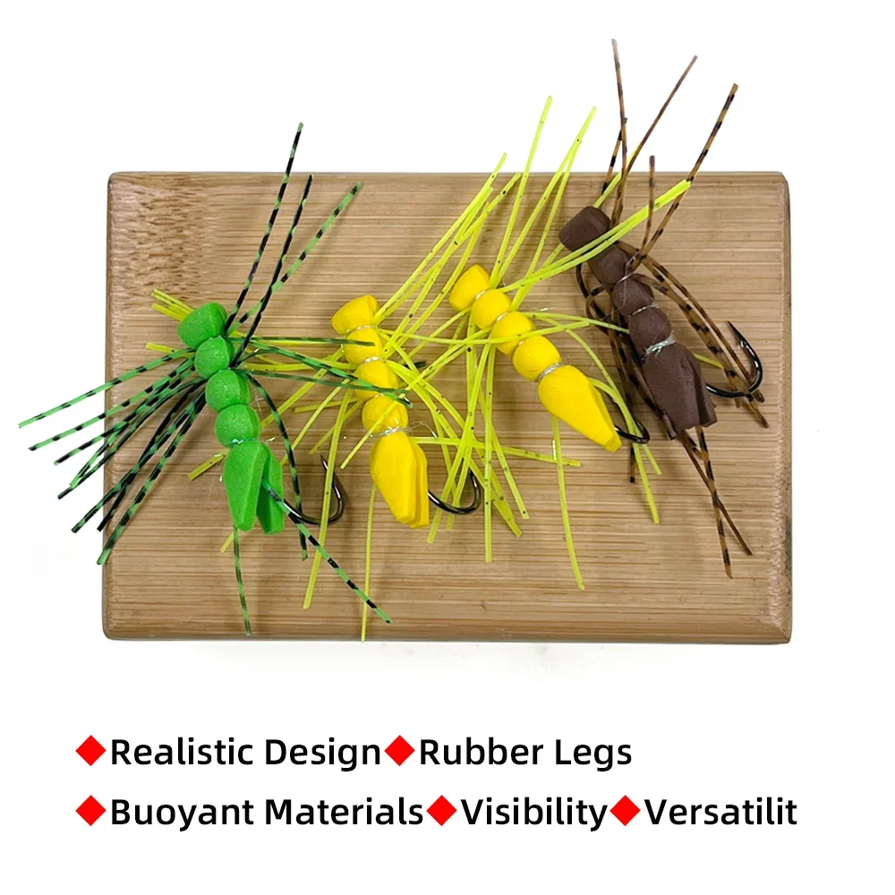 الجملة # 4 أرجل مطاطية جندب رغوة الجسم العائمة هوبر الجاف يطير سمك السلمون المرقط Steelhead باس السلمون الصيد السحر الصانع