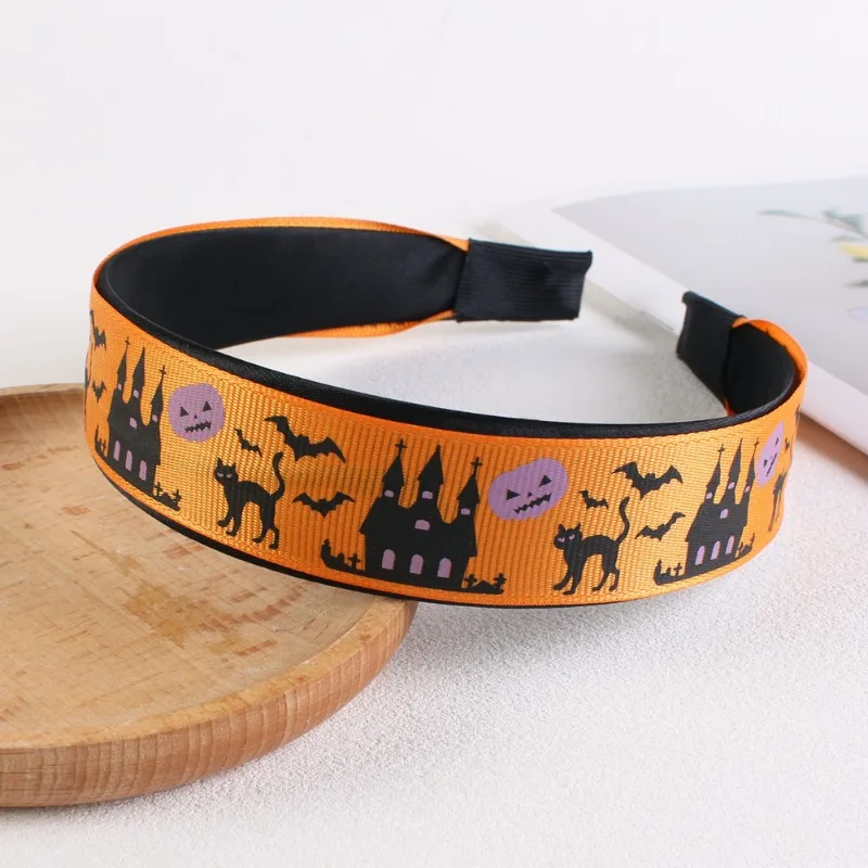 Новые ленты для волос с атмосферой праздника Хэллоуина и универсальная повязка на голову с широкими краями и принтом призрака, головной убор