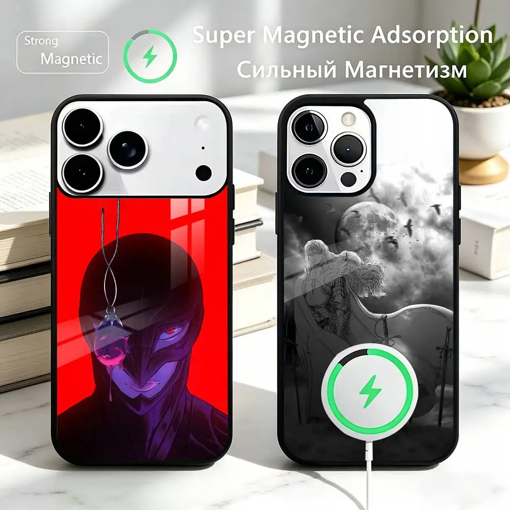 

Femto Griffith B-BerserkS Hawk Anime Phone Case For iPhone17,16,15,14,13,12,11 Plus,Pro Allows magnetic wireless charging