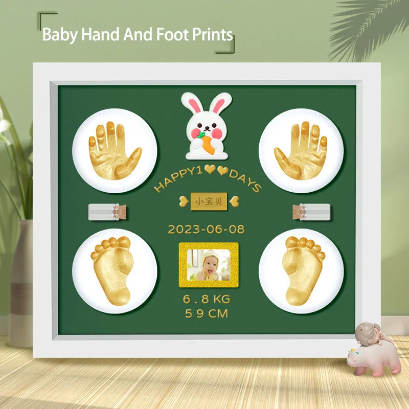 Pasgeboren Hand En Voet Print Klei Rekwisieten Schattig Konijn Fotolijst Decoratie Klei Model Opdruk Baby Groei Geheugen Decoratie Cadeau