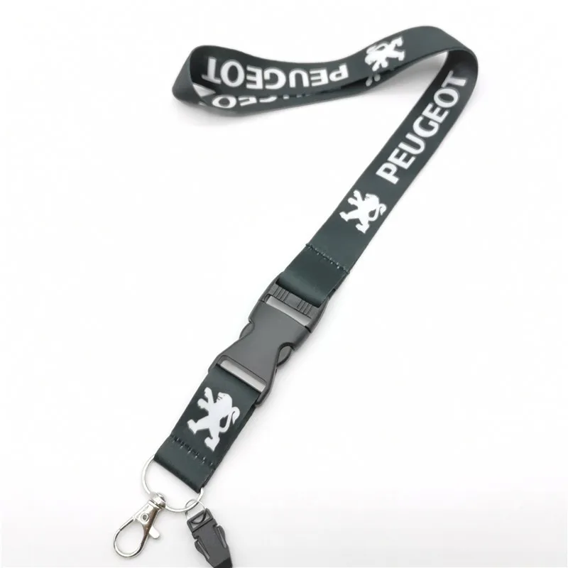 Lanyard Nylon Printing Emblem Style Black White Red Blue Keychain For Peugeot 206 207 307 3008 2008 308 407 408 508 301 208 RCZ