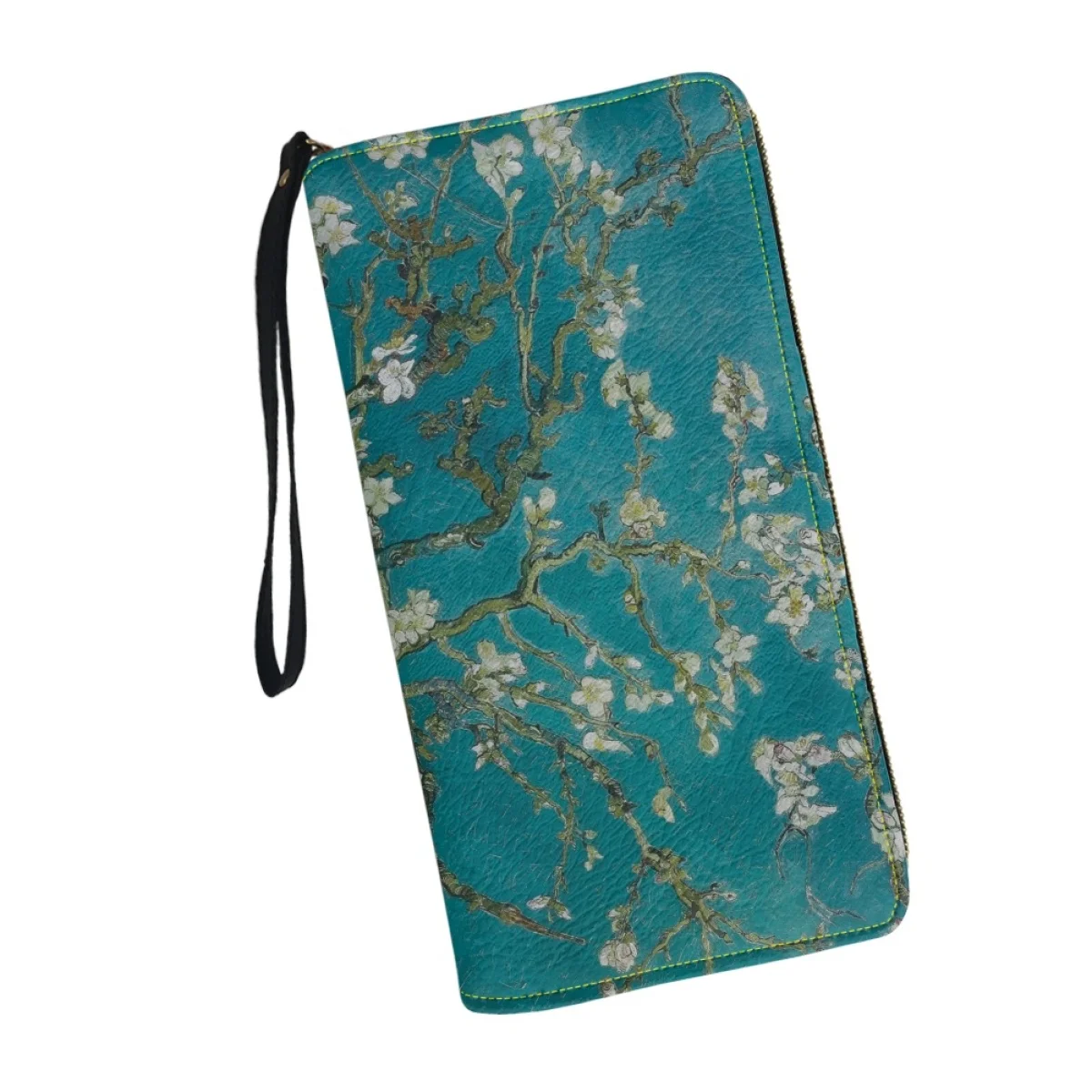 Porte-cartes en cuir PU avec fermeture éclair pour femme, portefeuilles minces décontractés, sac à main pour femme, style floral, design de luxe, aucune fleur