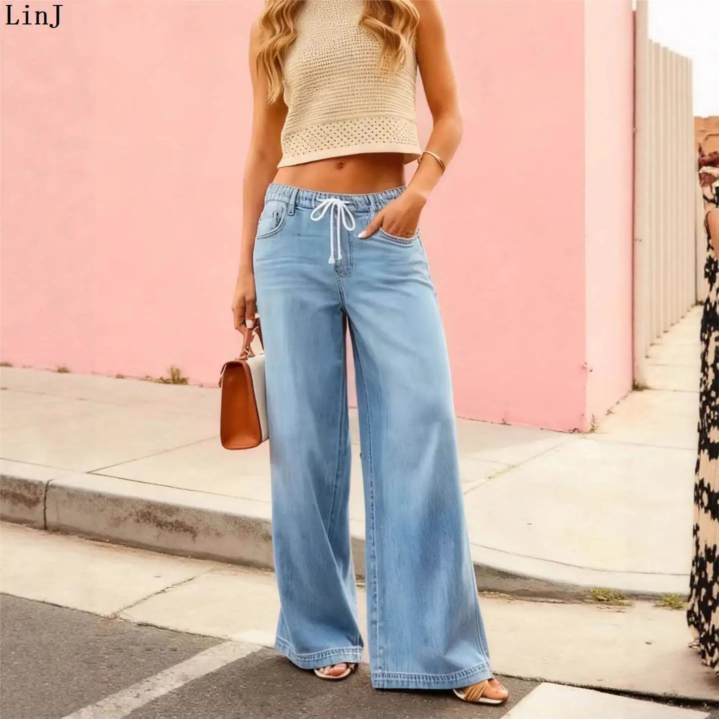 

High Waist Wide Leg Denim Jeans Loose Fit Women's Fashion Casual Pants Hot Girl Style Spring Autumn Season Chinese Brand
