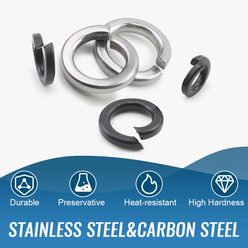 HOWSHENG 2-100 pezzi rondella di bloccaggio a molla M2 M3 M4 M5 M6 M8 M10 M12 M14 M16 M18 M20 rondella di bloccaggio divisa in acciaio al carbonio in acciaio inossidabile