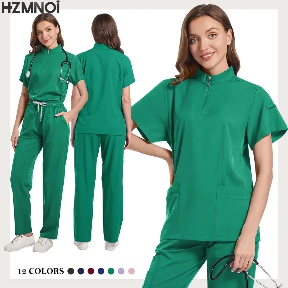 Handwashing Clothe Split Suit Short Sleeved Hand Brushing Pet Dentist Nurse Work Clothes Men Medical Care Clothes Nurse Uniform