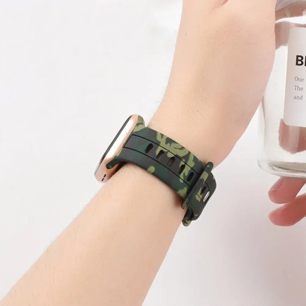 التمويه سيليكون حزام ل سوار ساعة يد آبل الترا 10 9 8 SE765 سوار ل iWatch 49 مللي متر 46 مللي متر 45 مللي متر 41/42 مللي متر 38 مللي متر Correa