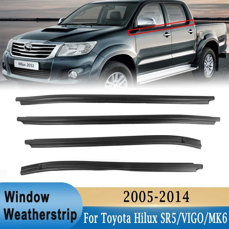 

Window Outer Weatherstrip Moulding Trim Seal Belt Rubber Sealing Strips for Toyota Hilux SR5 VIGO MK6 2005-2015 4Doors PICKUP