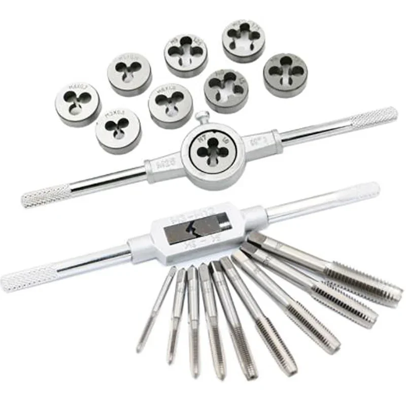 Hand Tools Die Set Screw Taps Thread Plugs Alloy Steel And 1/16-1/2 Inch 20pcs Tap Metric Use Silver Titanium Plated & 20