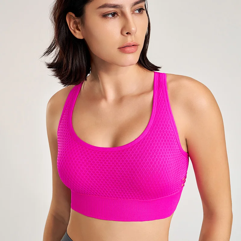 Women Shockproof Gathered Breathable Sports Underwear Running Workout Beauty Back Yoga Bra Fintess Gym Push UP Exercise Tops