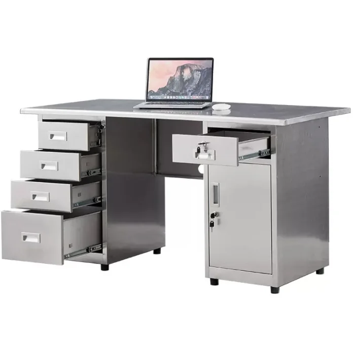 مصنع ورشة عمل مخصصة خالية من الغبار منضدة عمل من الفولاذ المقاوم للصدأ مع أدراج مكتب كتابة من الفولاذ المقاوم للصدأ #1
