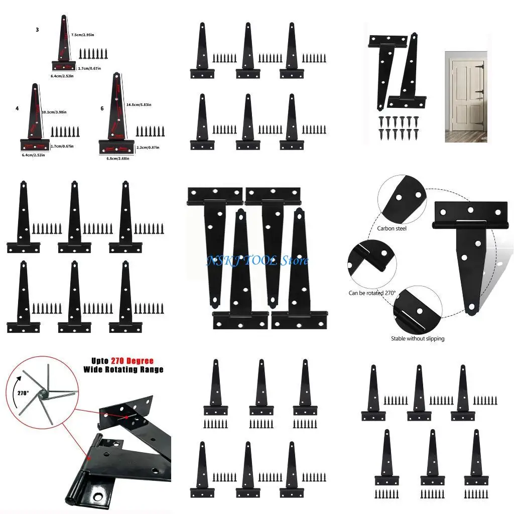

L8RC T-образные складные железные дверные петли с железным покрытием, фурнитура для ворот сарая