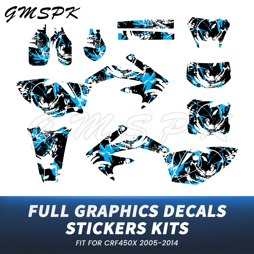 

Наклейки для украшения мотоцикла, полный графический фон, набор наклеек, подходит для Honda CRF 450X CRF450X 2005-2014