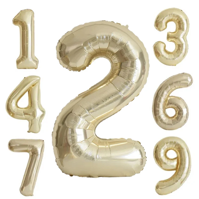 Geburtstagsballon mit Champagner-Gold-Zahlen, 101,6 cm, große Chrom-Gold-Zahlen-Folienballons für Geburtstag, Neujahr, Jahrestag, Dekoration – Detail 1