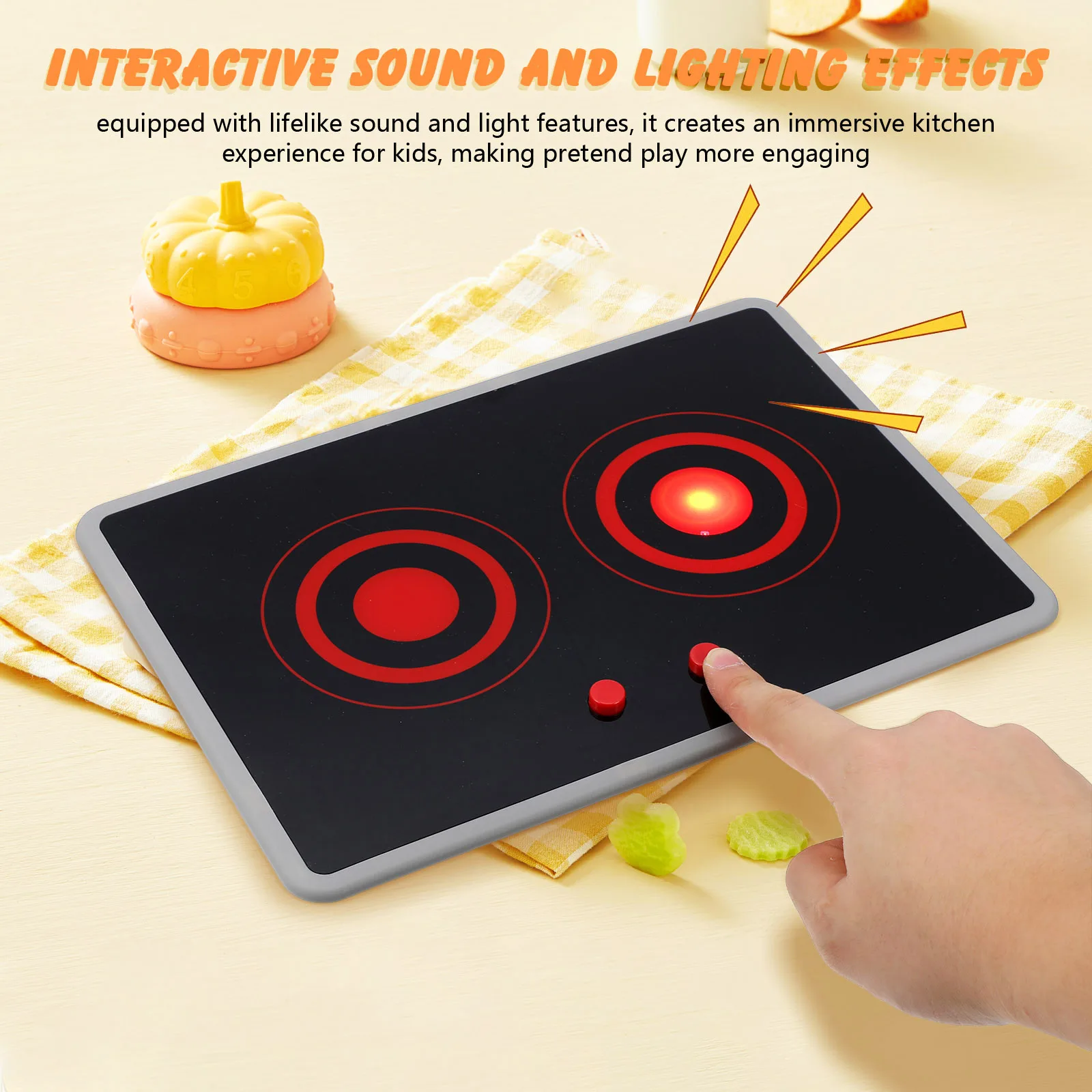 

Realistic Electromagnetic Stove For Kids Simulated Induction Cooker With Sound Light Effects 11X7Inch Play Kitchen Appliance