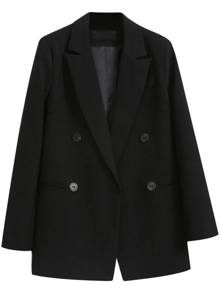 Chaqueta Casual Negra para Mujer, Estilo Profesional, para la Carrera Profesional, Estilo Urbano, Talla Pequeña, Estilo Dulce, Corte Holgado