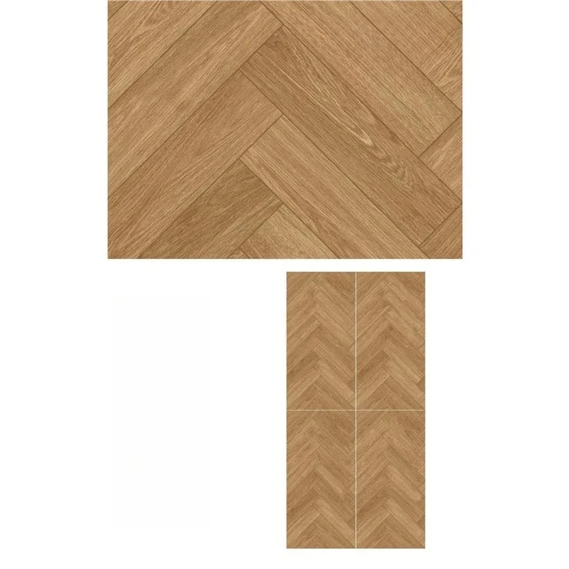 Matte fish bone pattern tile herringbone spell one stone 4 sides log wood grain style brick