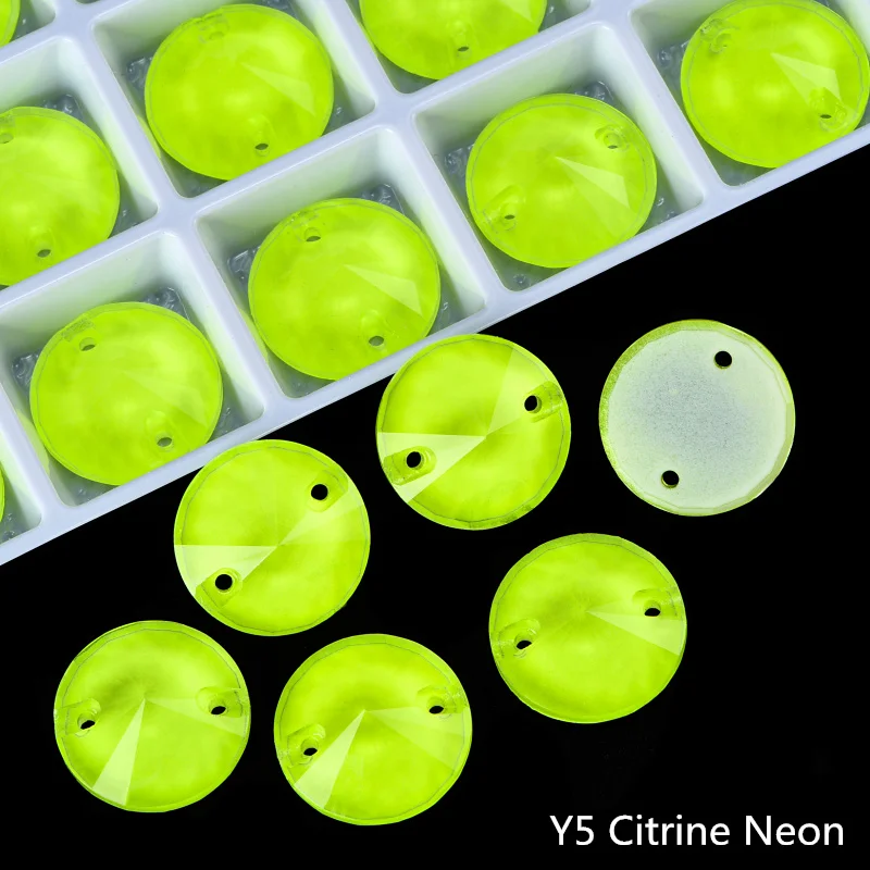 OLeeya K9 Glas Neon Rivoli Nähkristalle Strass mit abgeschrägten Kanten zum Aufnähen, flache Rückseite, für DIY-Kleidung und -Accessoires – Detail 4