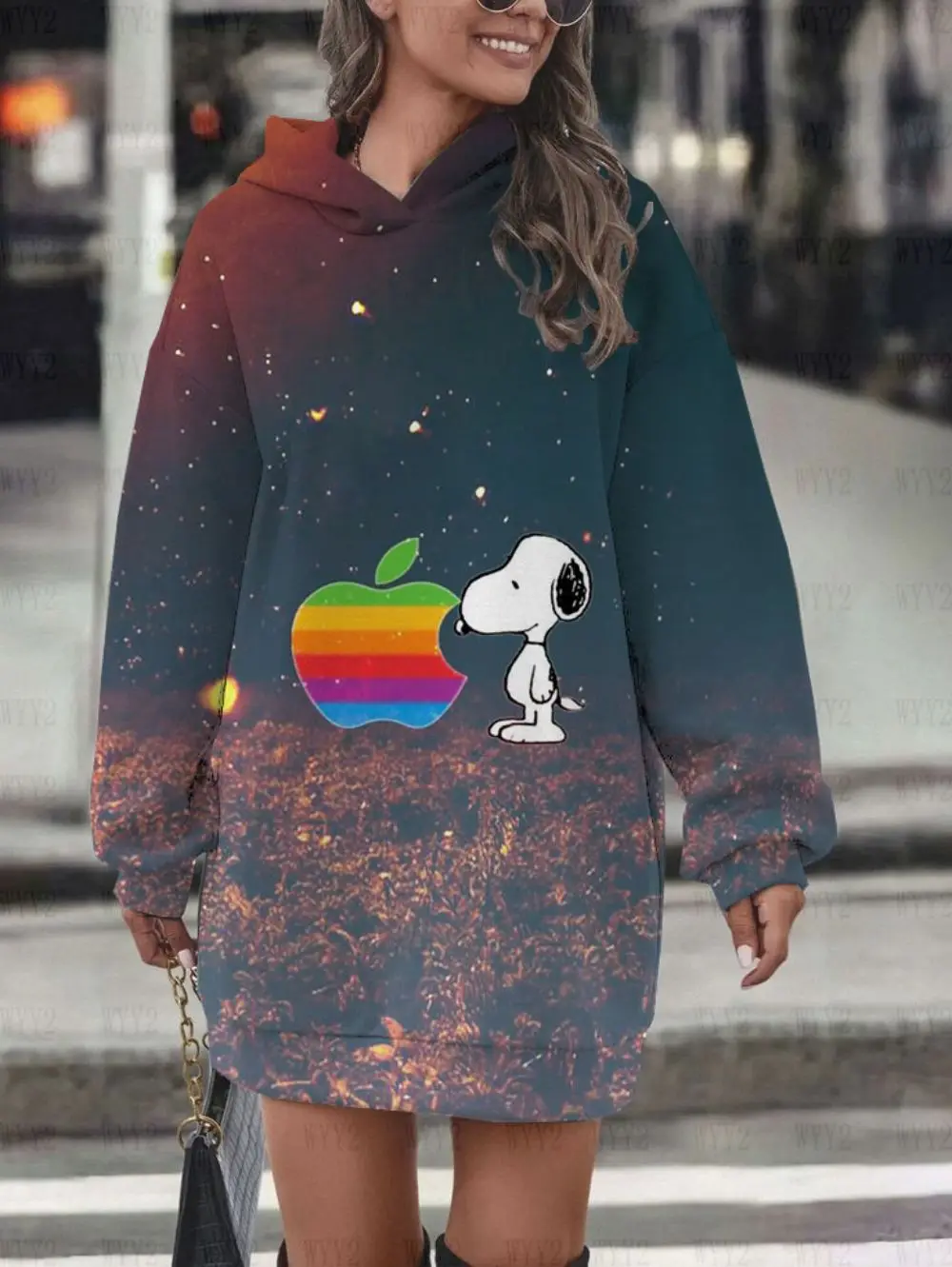 Dames Bovenkleding Veelzijdige hoodiejurk Warme herfst- en winterhoodie Dames College Eenvoudig Disney Snoopy Schattig cartoonpatroon