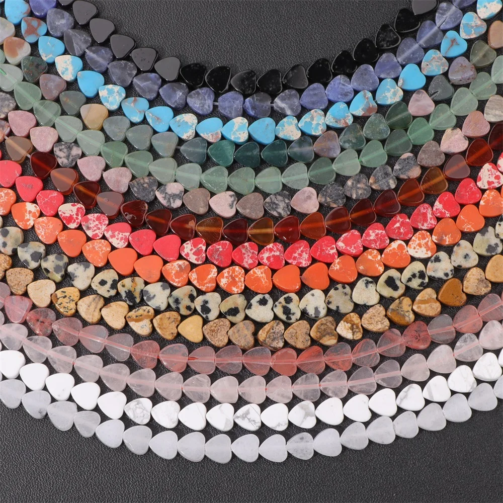 Heart Shape Stone Beads 6mm Imperial Jaspers Heart Agates Heart Crystal Beads for Jewelry Making Bracelet Necklace Accessories