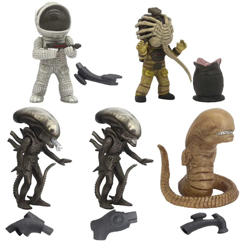 Japanese Bandai Genuine Gacha Scale Model Alien Characters Xenomorph Egg Facehugger Chestburster Astronaut Action Figure Toys