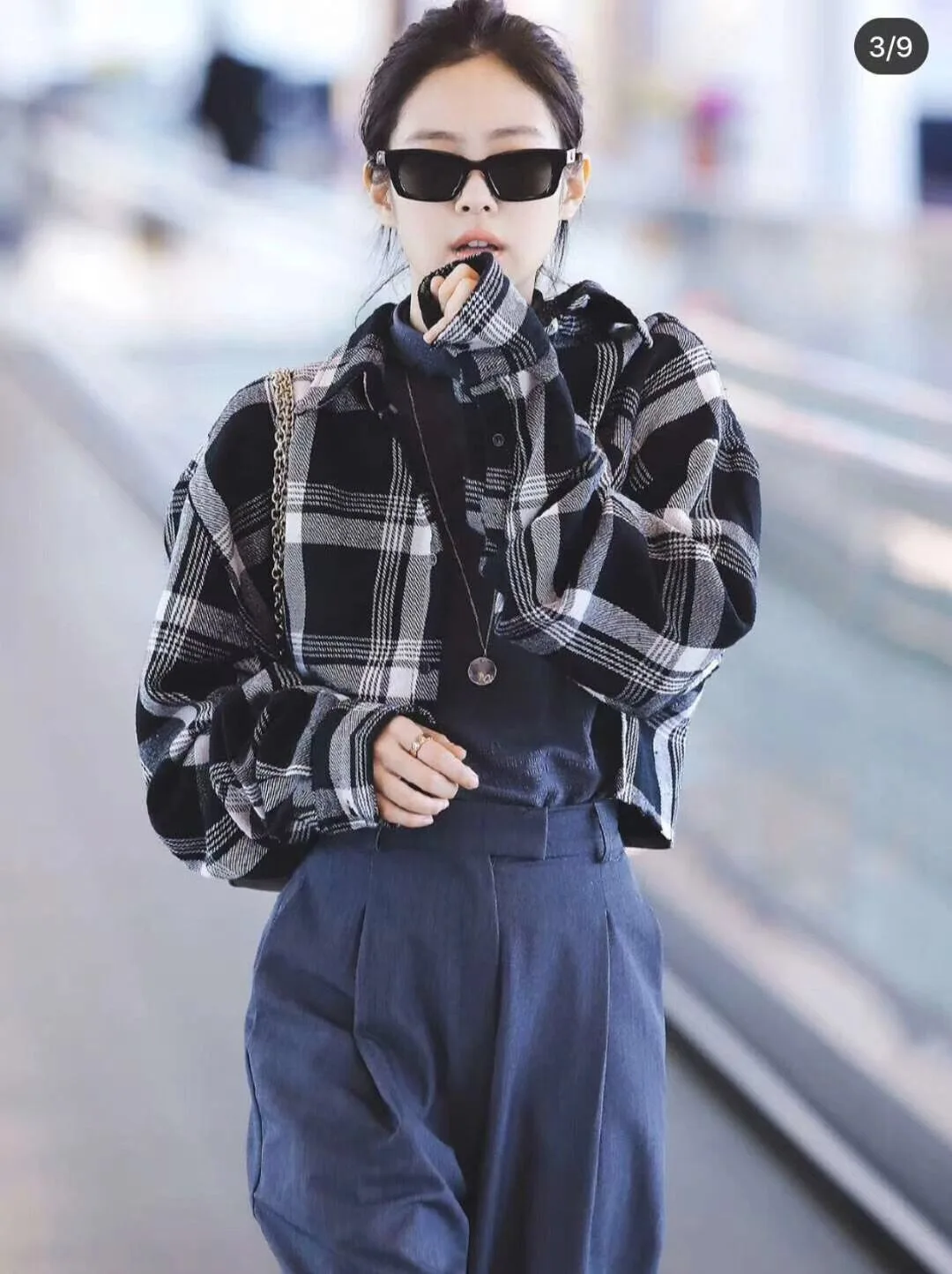 

Jennie Plaid Long Sleeve Shirt Retro Button up Spring Autumn Short Top Women's Ethnic Wear Stage Costume