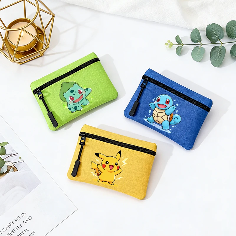 

Pokemons Game Canvas Mini Coin Purse Simple Zipper Kids Pocket Within Key and Money Wallet Cute Anime Boy Girl Lightweight Pouch