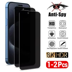 1-2Pcs Anti-spy Tempered Glass for IPhone 16 15 13 11 14Pro Max Full Cover Privacy Screen Protector For iPhone X XS Max XR Glass