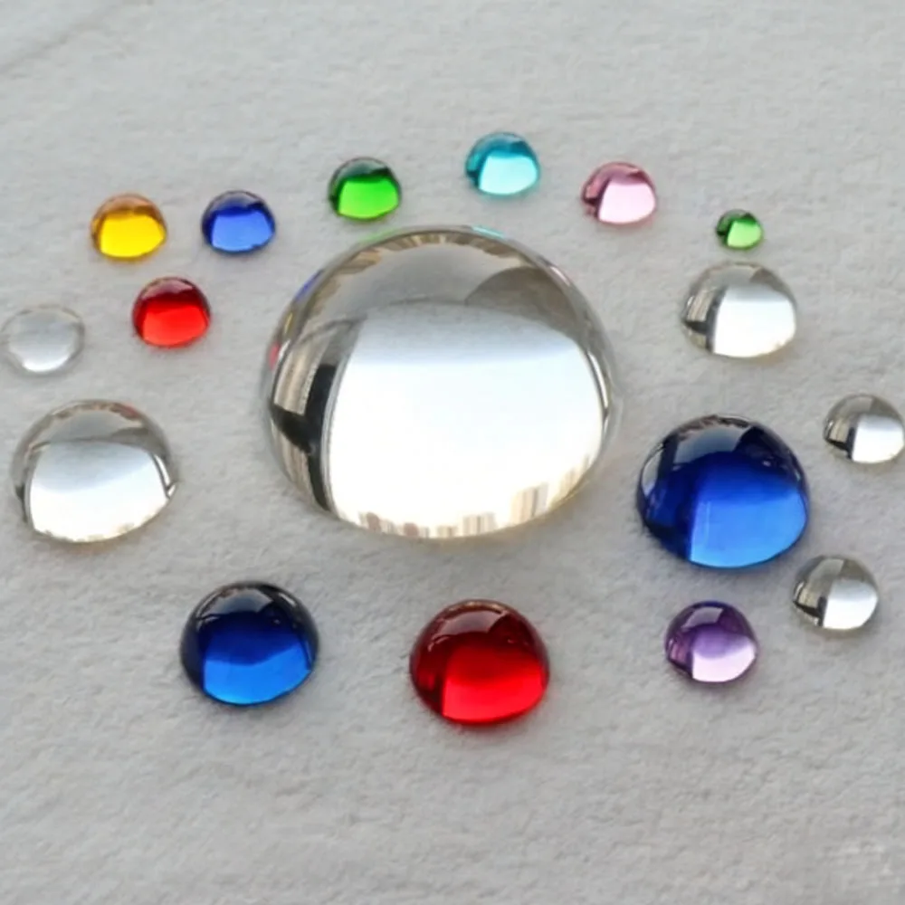 Dia 12-100mm Round Shape Glass Beads Cut Flat Bottom Loose Synthetic Gems Craft Ornaments