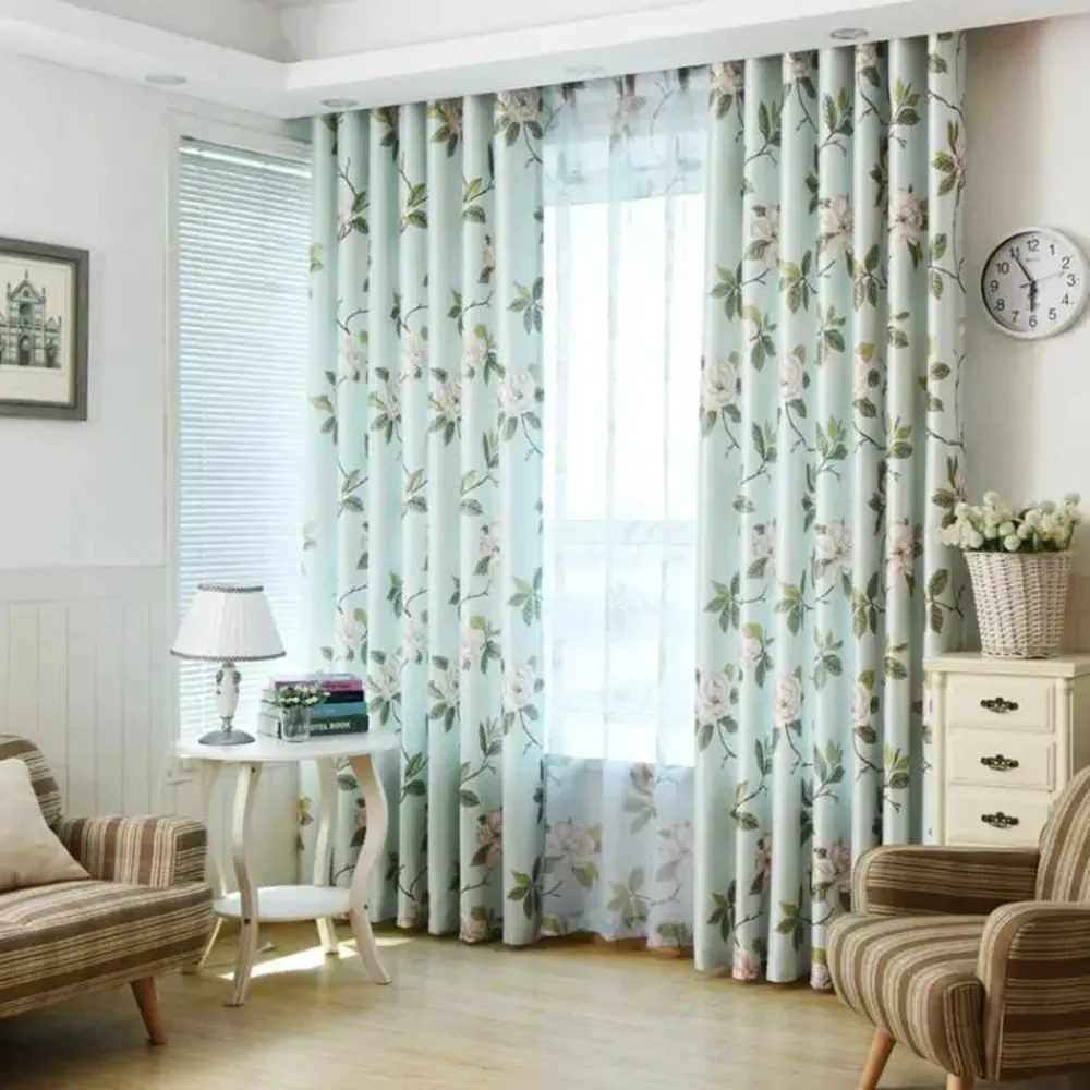 

American Style Luxury Flower Printed Curtains for Living Room Bedroom Dining Children's Room Curtains Custom Window Screen