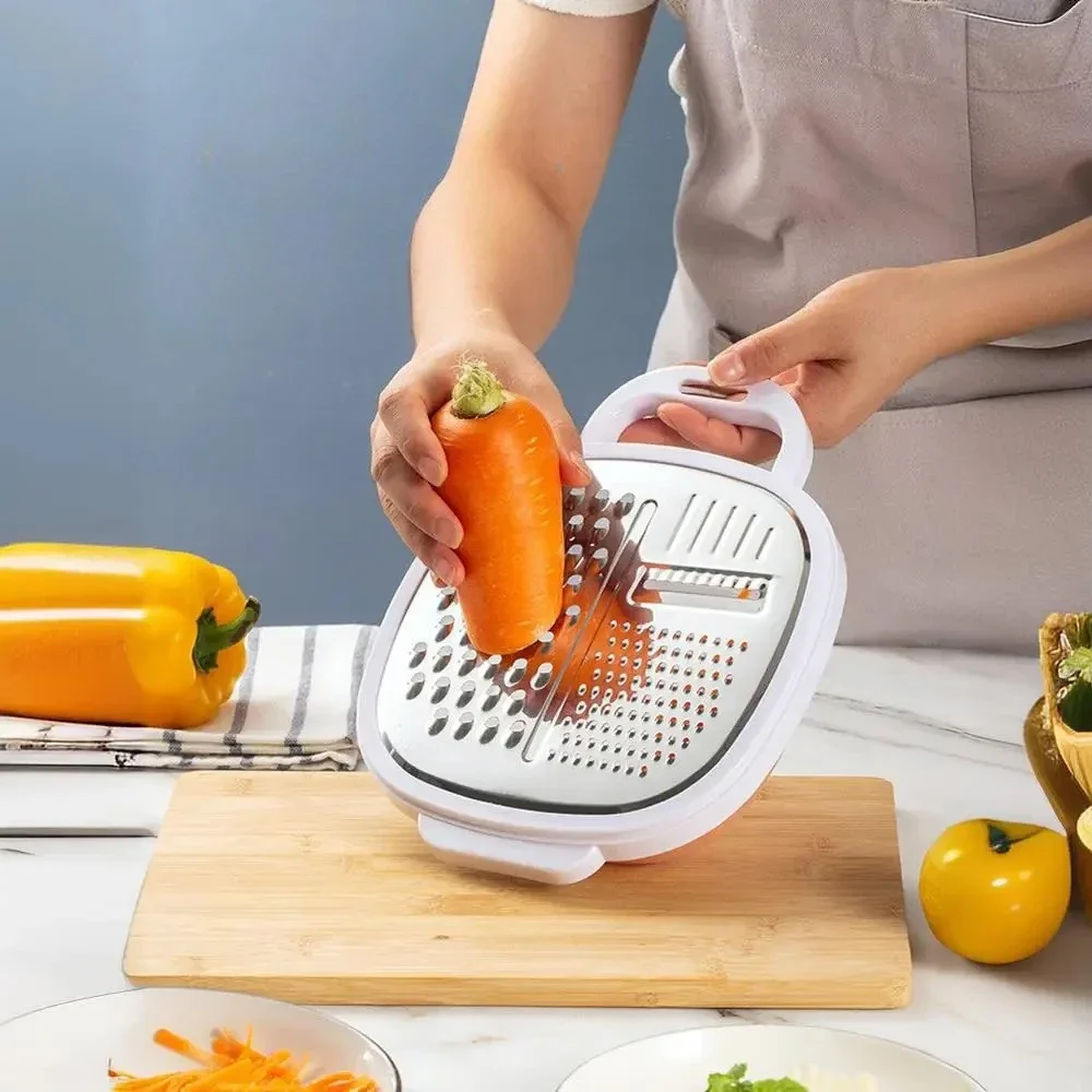 

Stainless Steel Grater Home Multi-functional Vegetable Grater New Kitchen Fruit and Vegetable Slicer with Storage Box and Handle