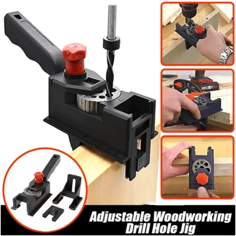 

Dowel Drill Guide Handheld Woodworking Doweling Jig Punch Locator Quick 3-12mm Drilling Guide Puncher Tool