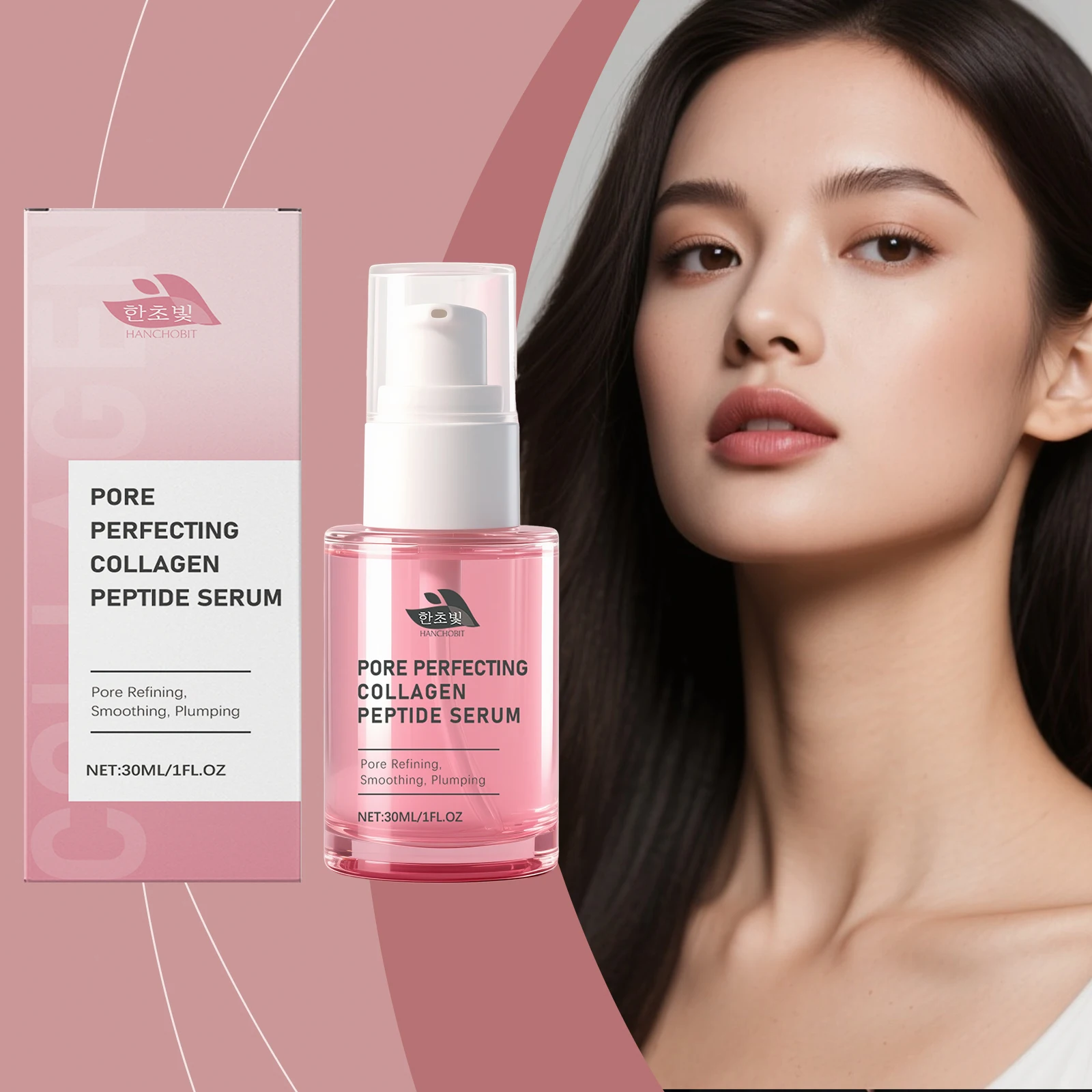 

Hanchobit Collagen Peptide Serum Shrink Pores Tighten Skin Firming Refreshing Moisturizing Facial Plumping Anti-Wrinkle Serum